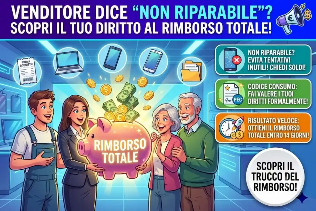 Garanzia legale 2 anni rimborso prezzo prodotto come richiedere la risoluzione del contratto se il bene è non riparabile