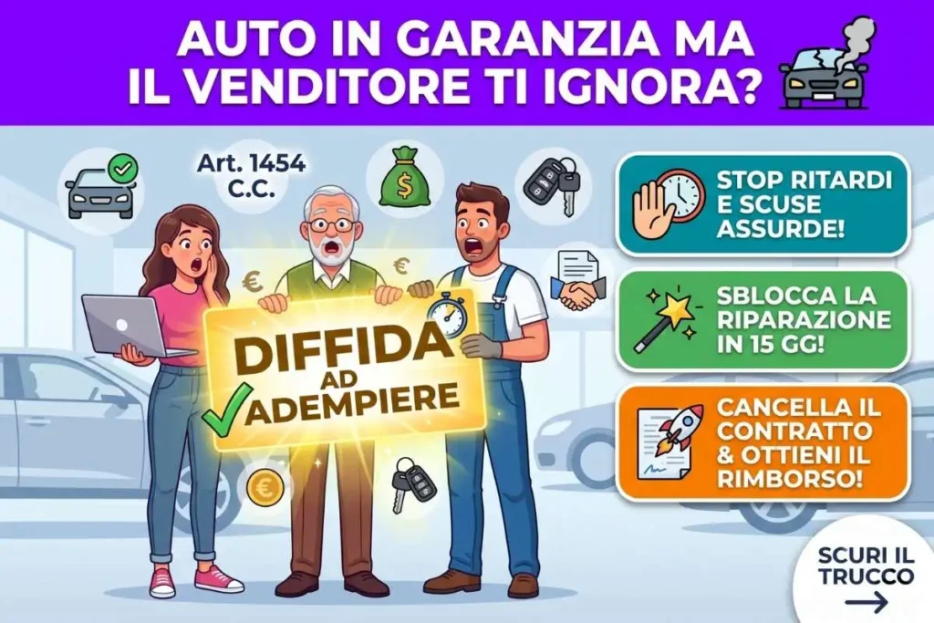 Guasto auto in garanzia legale diffida venditore 15 giorni la lettera che sblocca la riparazione immediata