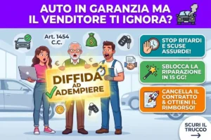 Guasto auto in garanzia legale diffida venditore 15 giorni: la lettera che sblocca la riparazione immediata