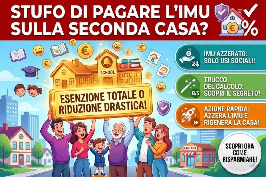 IMU seconda casa immobili scolastici esenzione come calcolare l'imposta ridotta per usi sociali