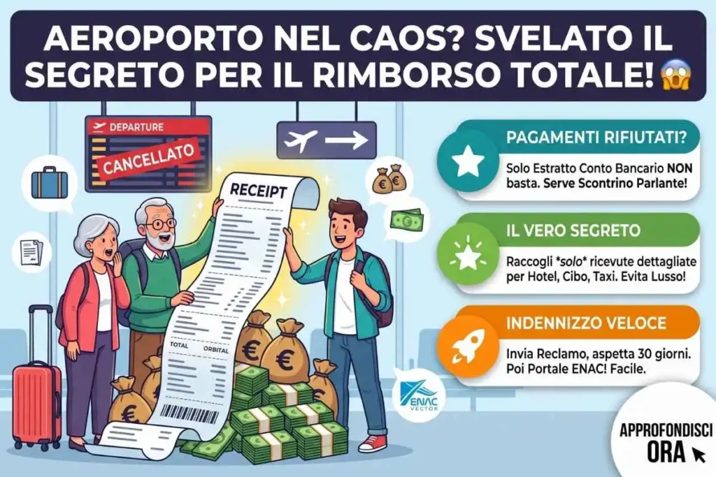 Indennizzo volo prove spesa allegato portale ENAC come richiedere il rimborso per volo di ritorno