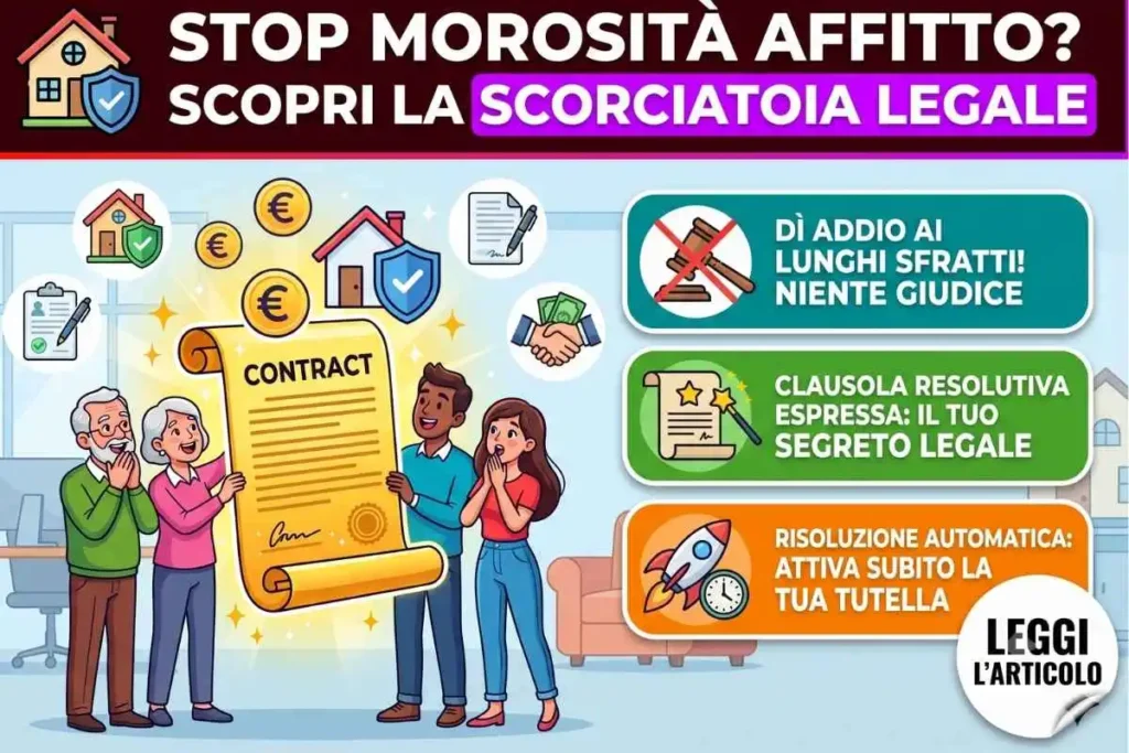 Inserimento clausola risoluzione mancato pagamento affitto come modificare il contratto di locazione