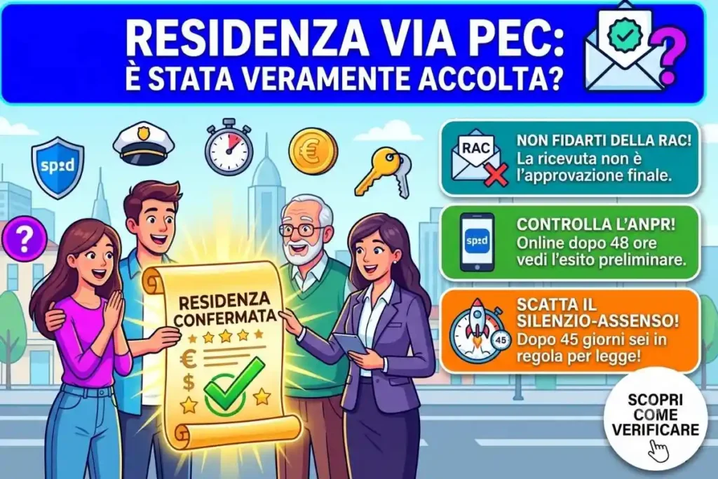 Invio documenti residenza via PEC comune come verificare se la pratica è stata accolta