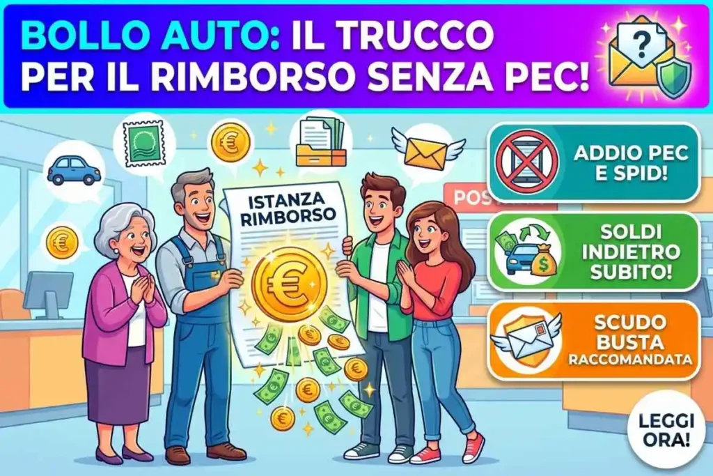 Istanza rimborso bollo auto via posta ordinaria come inviare la domanda se non hai la pec