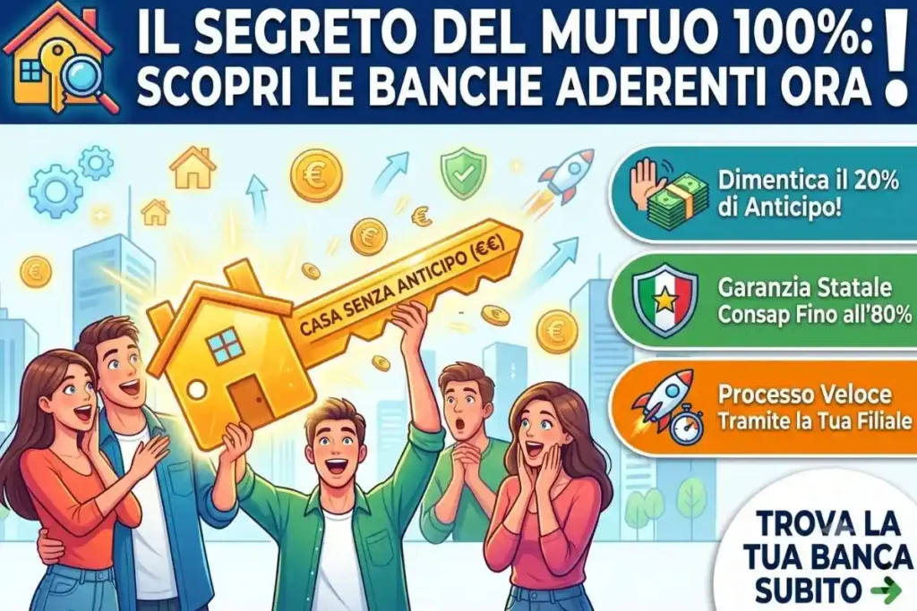 Mutuo 100% fondo Consap banche che aderiscono 2026 il link all'elenco aggiornato degli istituti finanziatori