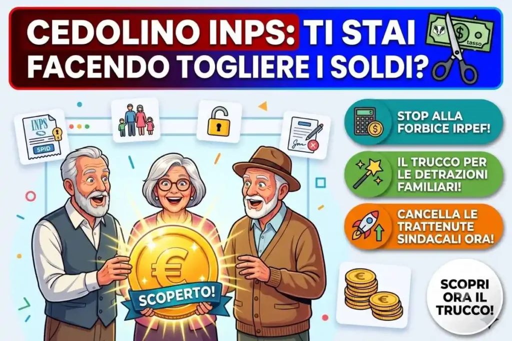 Pensione netta calcolo detrazioni INPS importo reale come capire se il cedolino è esatto