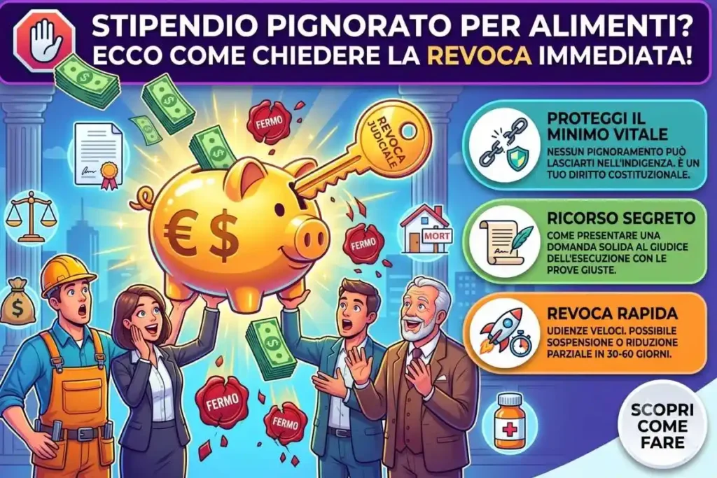 Pignoramento stipendio mantenimento figli minimi vitali come chiedere al giudice la revoca del fermo