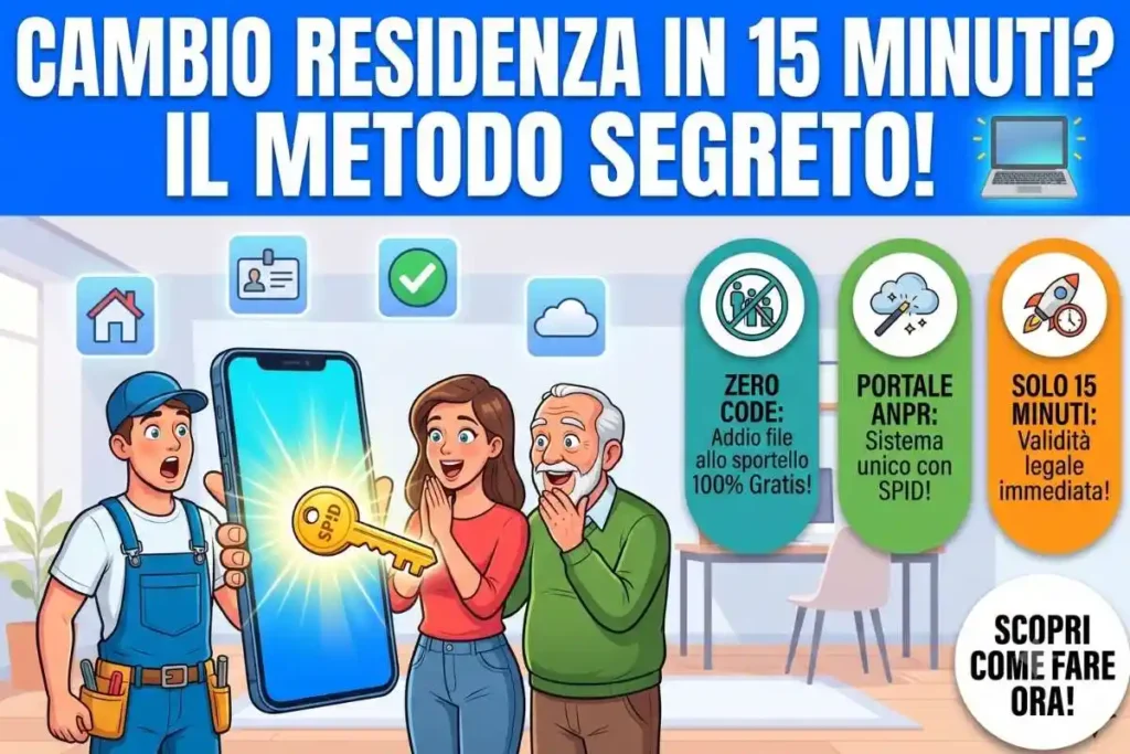 Residenza anagrafica cambio Comune documenti come inviare tutto tramite portale web senza fila