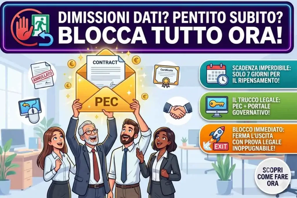 Revoca dimissioni notifica datore termini legali come inviare la pec per bloccare l'uscita