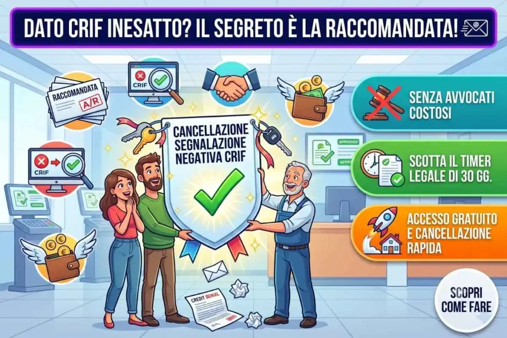 Richiesta correzione dati CRIF inesatti come inviare la richiesta di correzione via raccomandata