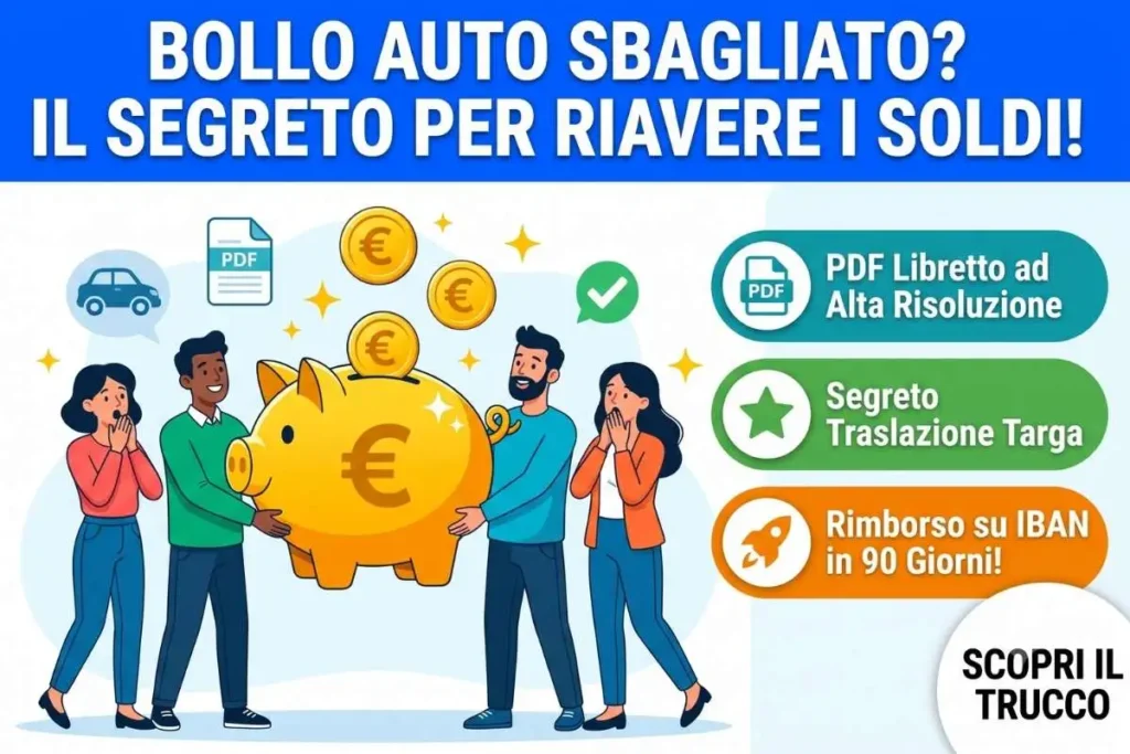 Rimborso bollo auto pagamento errato istanza come allegare la copia del libretto per la correzione
