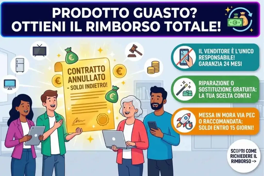 Risoluzione contratto garanzia legale non conforme come richiedere il rimborso se il prodotto è guasto
