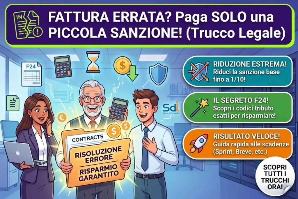 Sanzione fattura errata invio portale entrate come pagare la sanzione ridotta tramite modello F24