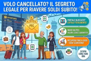 Volo cancellato documentazione spesa portale compagnia: come inviare la richiesta via pec